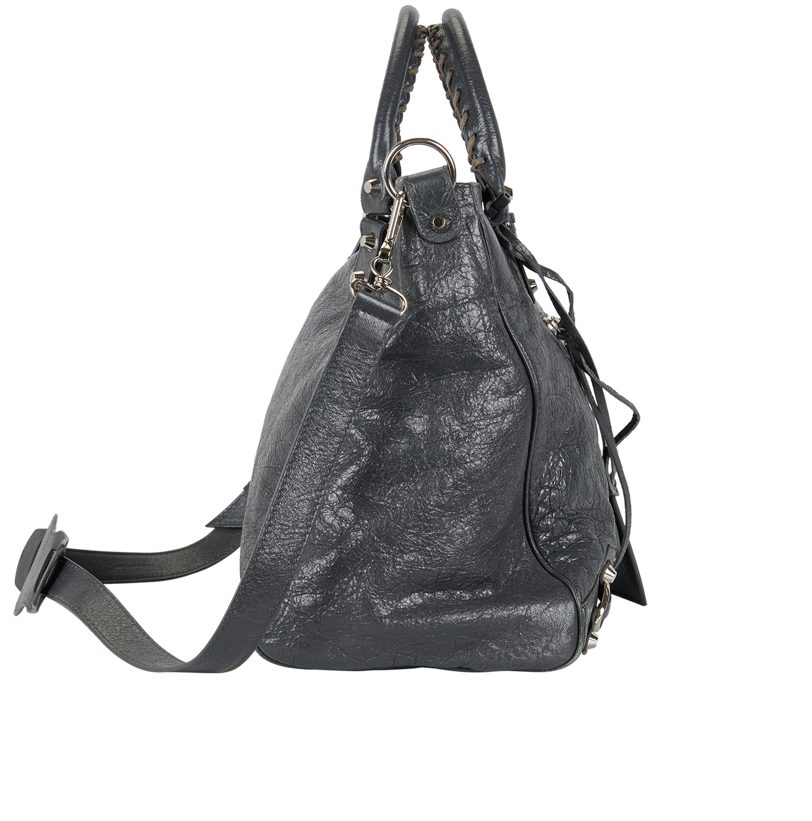 City, &pound;695, Handbags, Grey, Leather, Side view